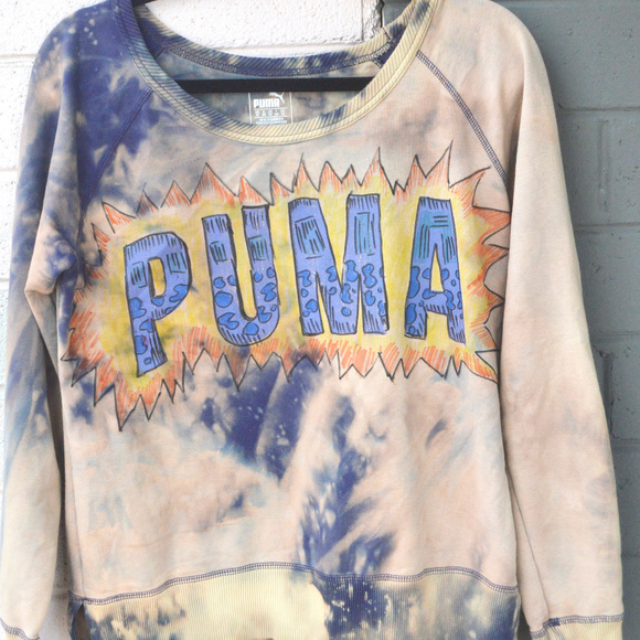 Puma Sweaters - Bleach Handmade Tie Dye PUMA Sweatshirt Grafitti